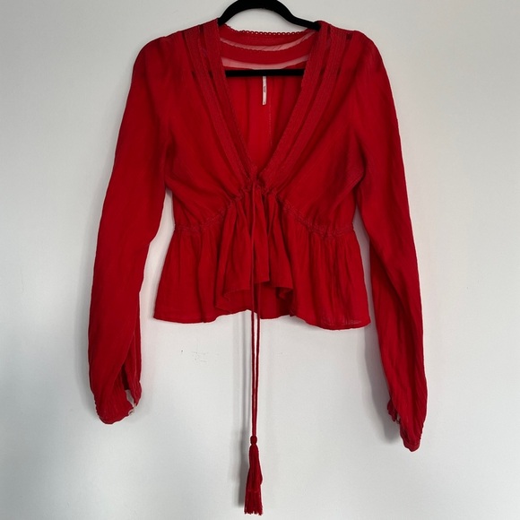 Free People Red Boho Blouse - Picture 5 of 7